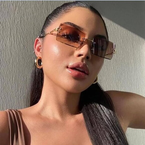 Vintage Rimless Square Sun Glasses main image 4